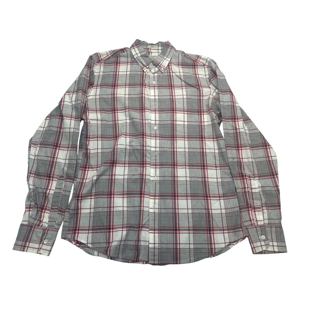 J. Crew‎ plaid shirt Men's size Medium slim gray long-sleeve
